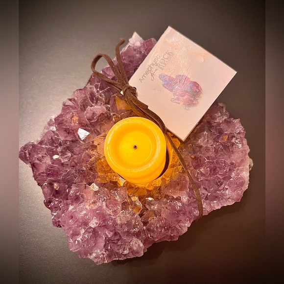 Amethyst Candle Holder “Rock Paradise” Hand-Crafted Authentic Made in Brazil NWT - Picture 2 of 12
